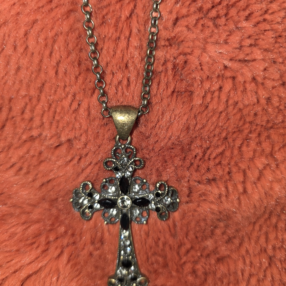 Lia Sophia Antique Gold Cross Necklace
